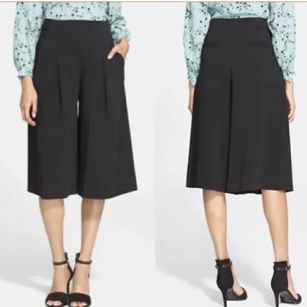 Rebecca Taylor Navy Blue Wide Leg Crop Pants Womens Size 6